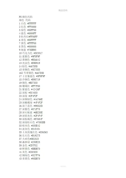 PS颜色代码(比较全的)