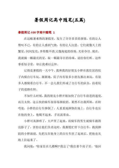 暑假周记高中随笔(五篇)