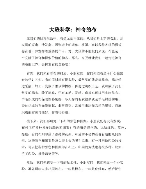 大班科学：神奇的布
