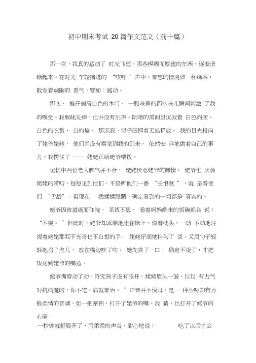初中期末考试20篇作文范文(前十篇)