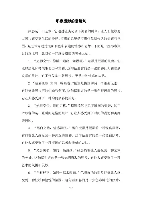 形容摄影的意境句