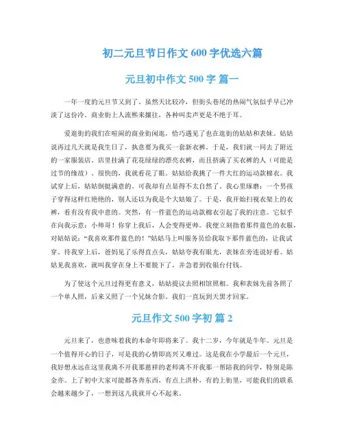 初二元旦节日作文600字优选六篇