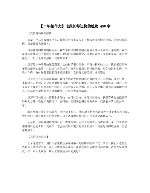 【二年级作文】比我长得还快的植物_450字
