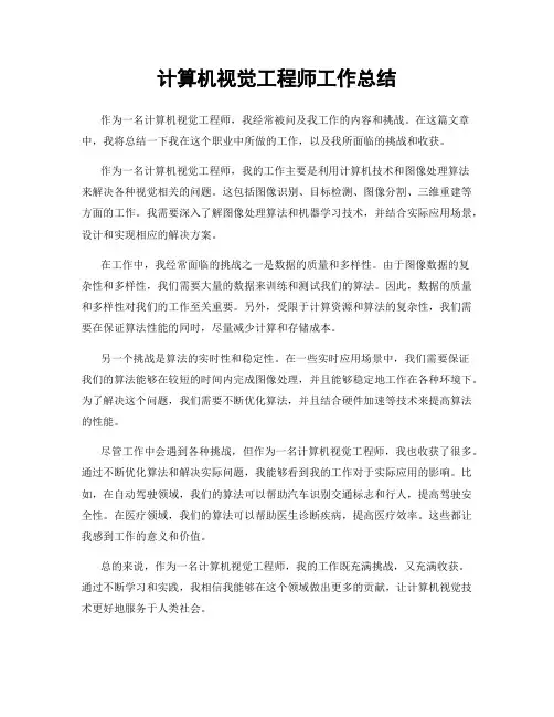 计算机视觉工程师工作总结