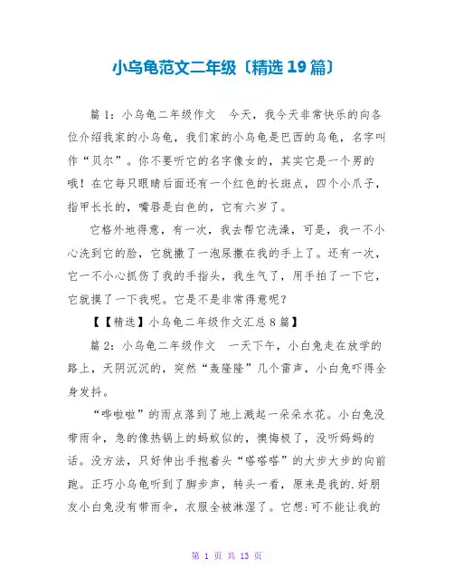 小乌龟范文二年级(精选19篇)