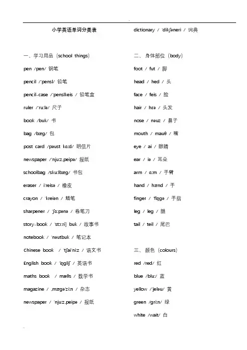 小学英语单词大全(带音标,精排)