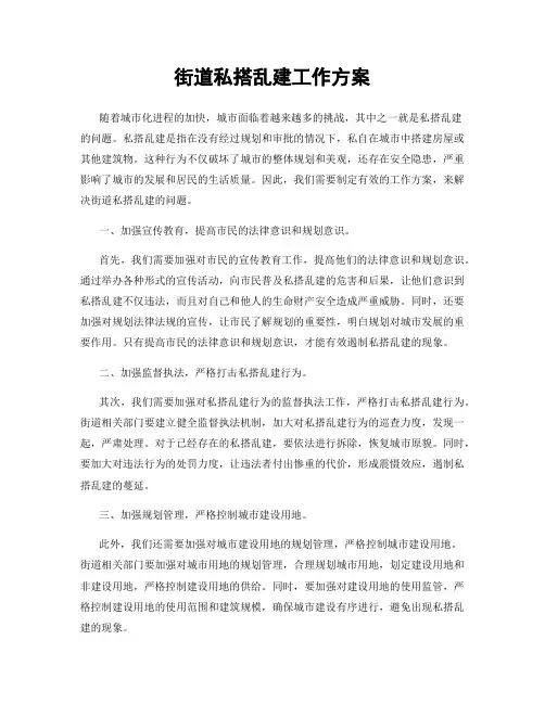 街道私搭乱建工作方案