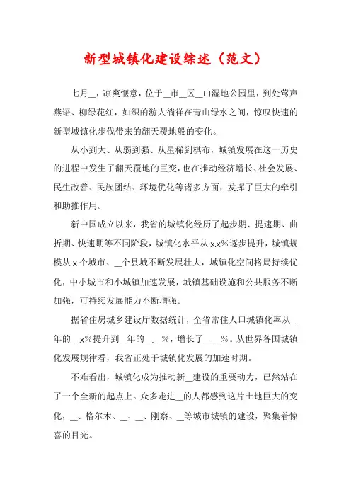 新型城镇化建设综述
