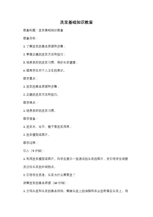 洗发基础知识教案