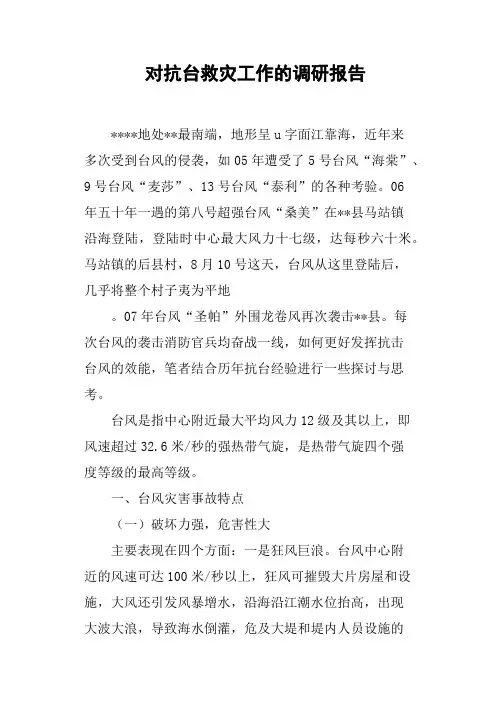 对抗台救灾工作的调研报告