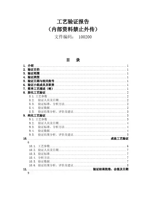 工艺验证报告模板