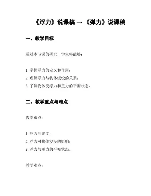 《浮力》说课稿 → 《弹力》说课稿