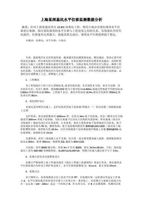 上海某深基坑水平位移监测数据分析