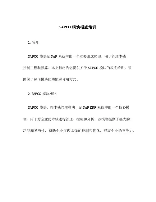 SAPCO模块基础培训