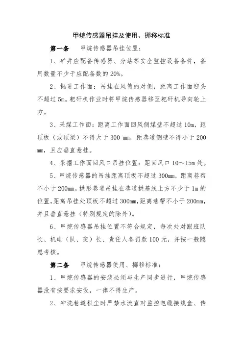 瓦斯传感器及便携仪吊挂标准