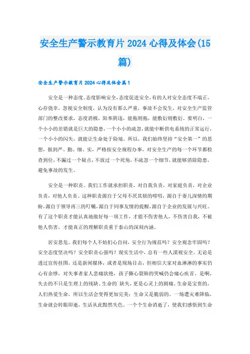 安全生产警示教育片2024心得及体会(15篇).doc