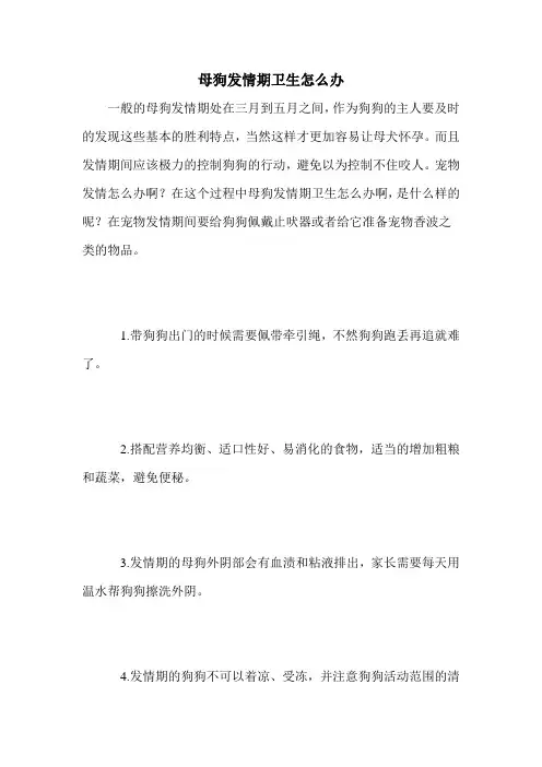 母狗发情期卫生怎么办