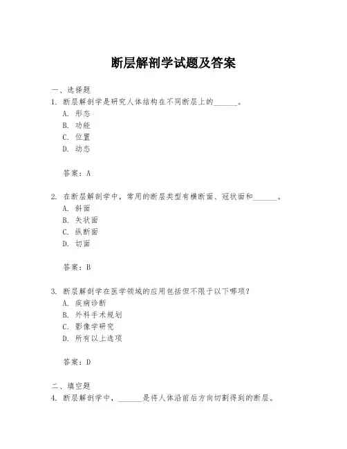 断层解剖学试题及答案