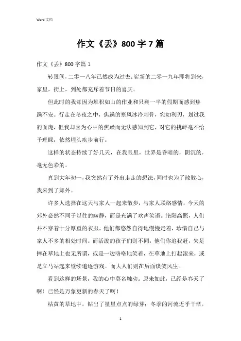作文《丢》800字7篇