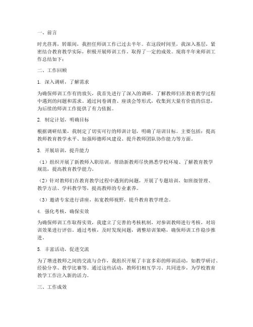 师训半年工作总结