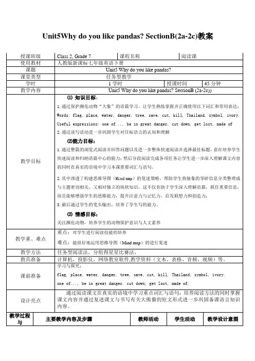 英语人教版七年级下册Unit5SectionB(2a-2c)