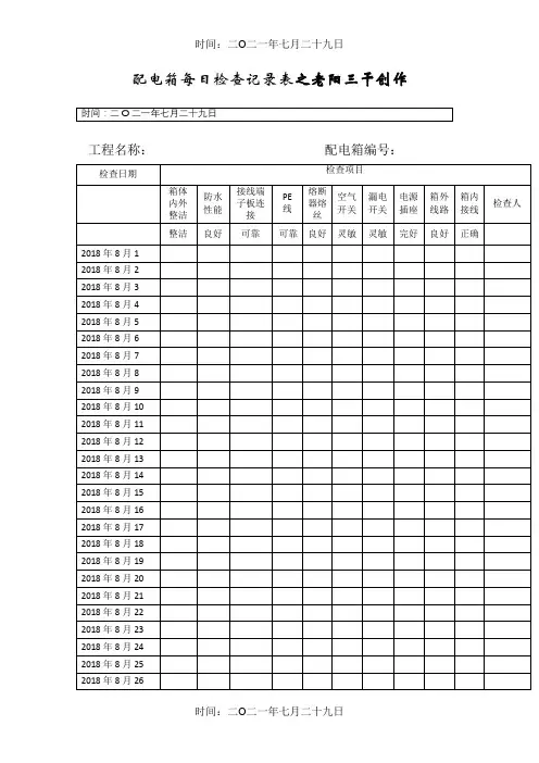 配电箱每日检查记录表