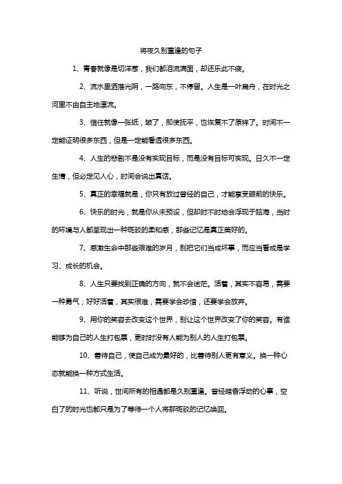 将夜久别重逢的句子