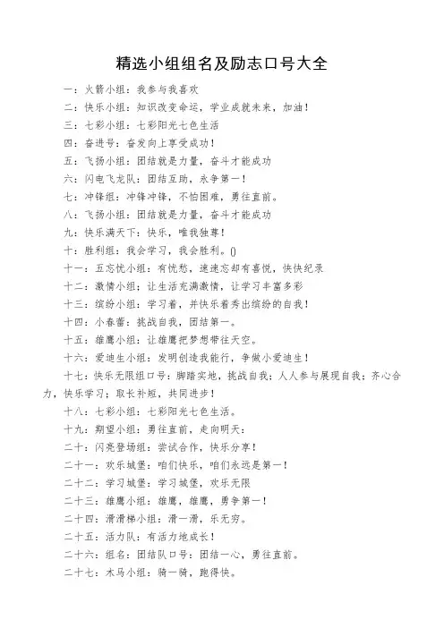精选小组组名及励志口号大全