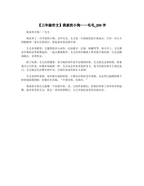 【三年级作文】我家的小狗——毛毛_200字