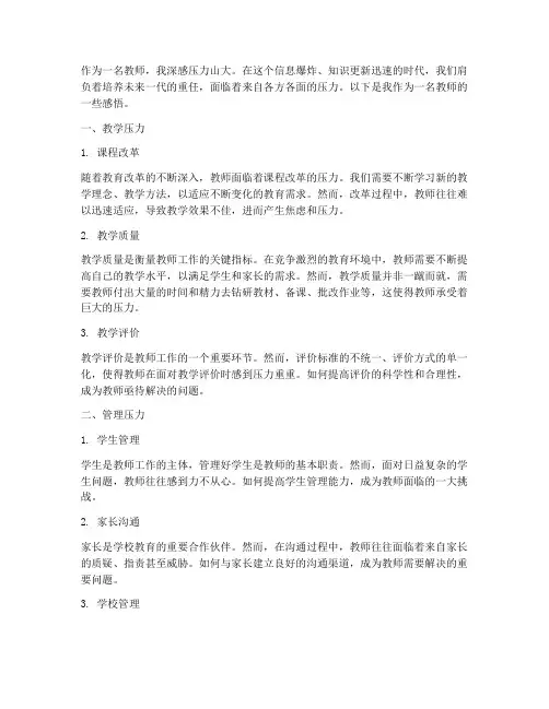 教师感言压力山大