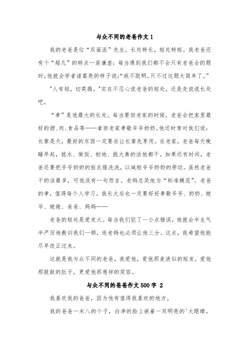 与众不同的爸爸450字,作文