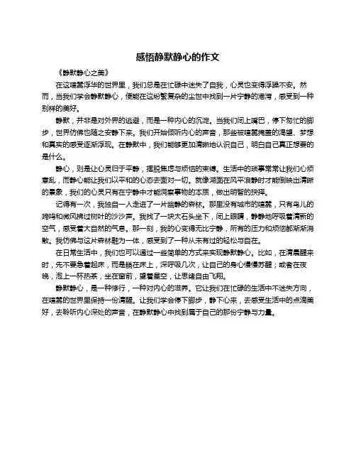 感悟静默静心的作文