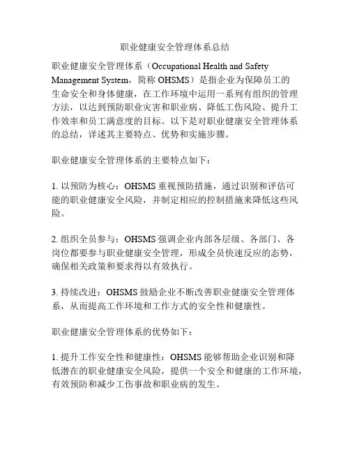 职业健康安全管理体系总结