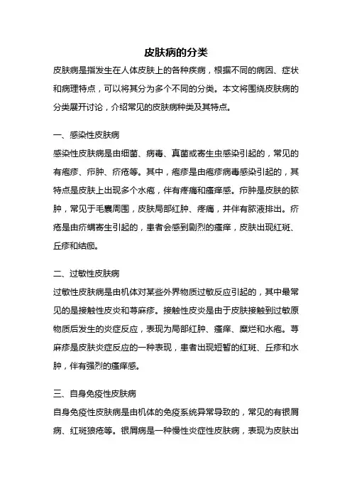 皮肤病的分类