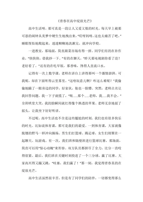 《青春在高中绽放光芒》作文