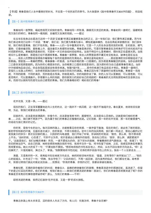 高中致青春作文800字四篇