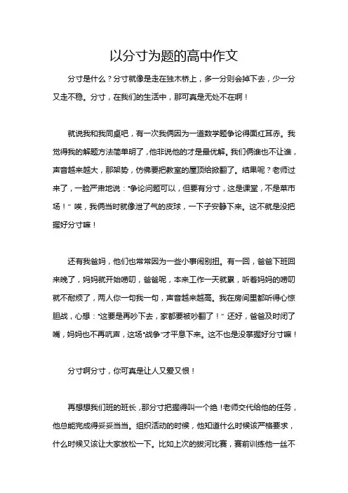 以分寸为题的高中作文