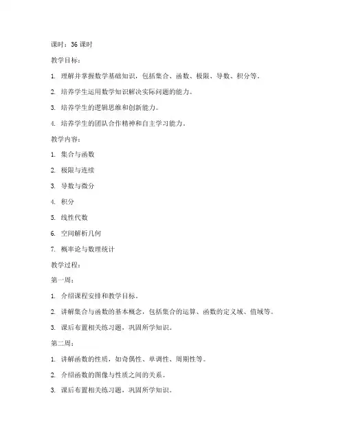 大学数学一年级教案全册