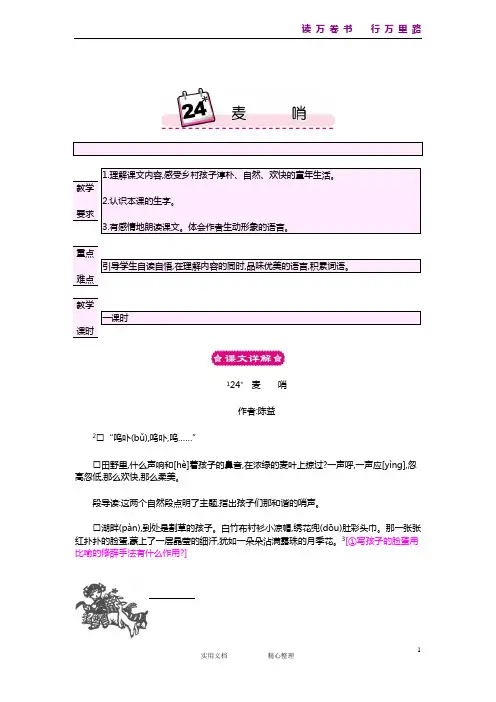 24 麦哨《部编人教小学语文四年级下.教案1》