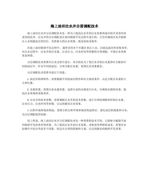 海上油田注水井分层调配技术