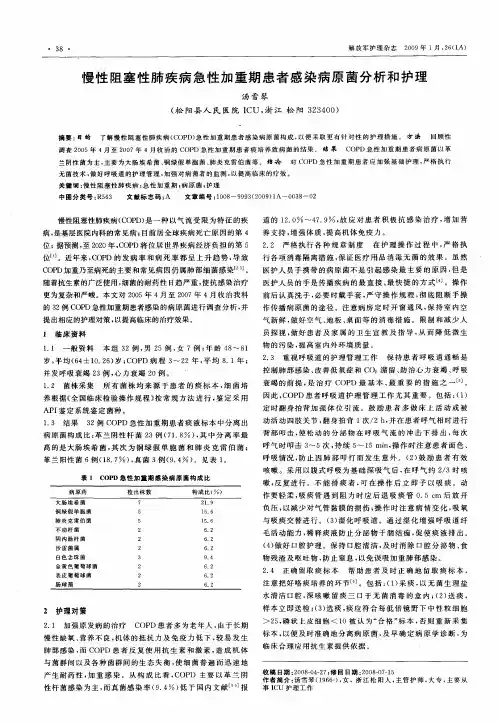 慢性阻塞性肺疾病急性加重期患者感染病原菌分析和护理