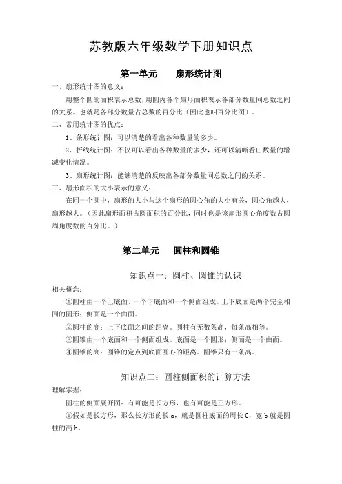苏教版六年级数学下册知识点