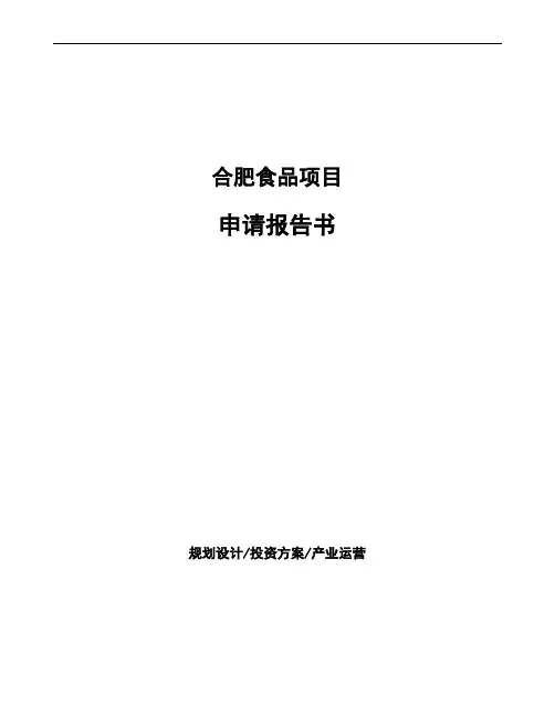 合肥食品项目申请报告书