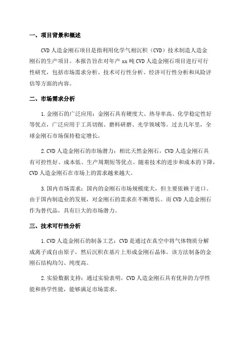 年产xx吨CVD人造金刚石项目可行性研究报告