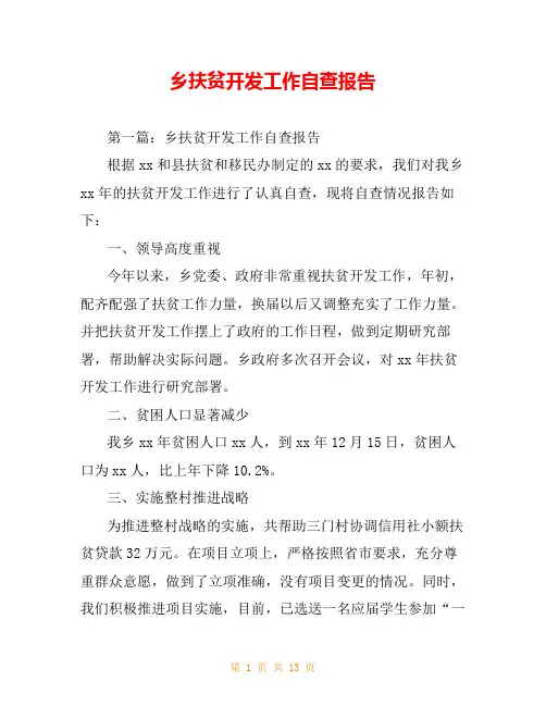乡扶贫开发工作自查报告