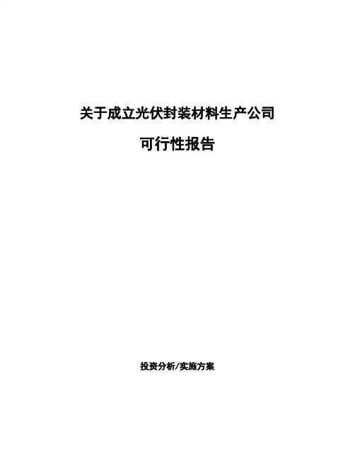 关于成立光伏封装材料生产公司可行性报告