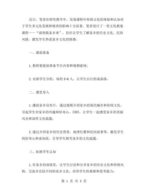 请到我家乡来——文化教案