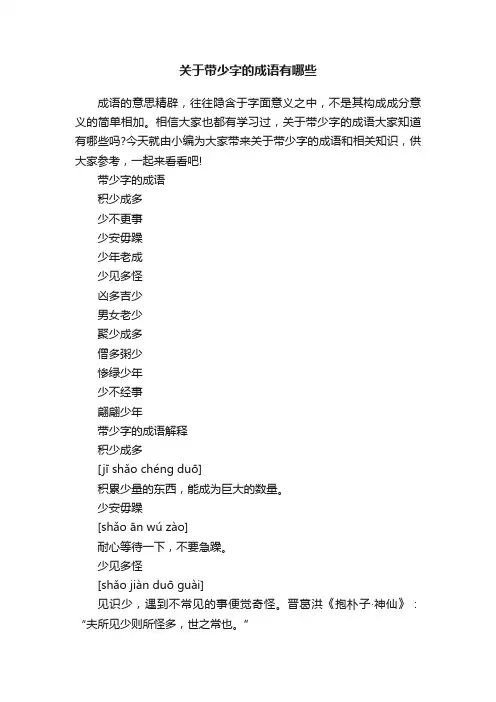 关于带少字的成语有哪些