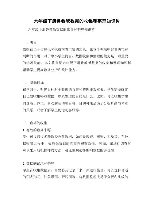 六年级下册鲁教版数据的收集和整理知识树