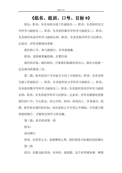 《组名、组训、口号、目标9》